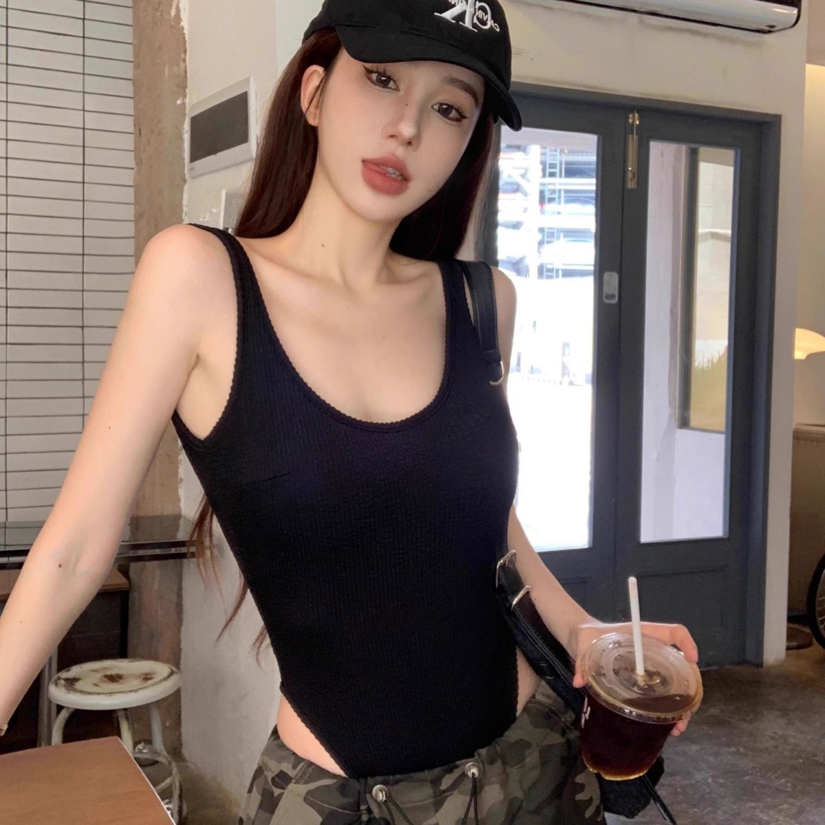 Black Strappy Bodysuit Sexy Ba - Suspender Tank Top ulasan dan harga