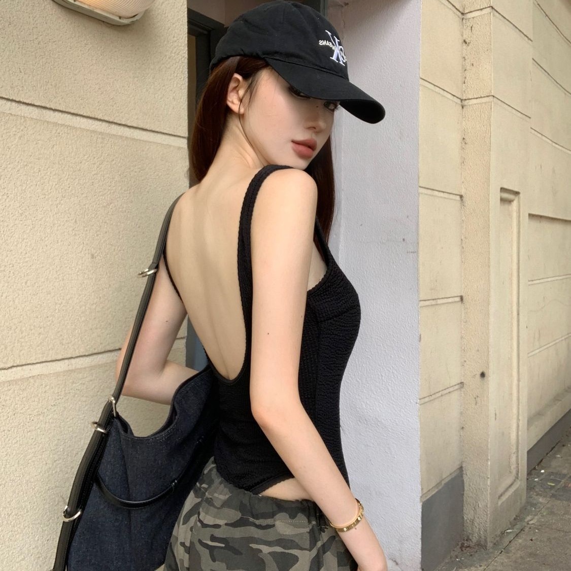 Black Strappy Bodysuit Sexy Ba - Suspender Tank Top ulasan dan harga