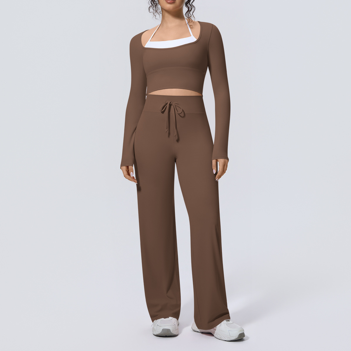 Women Yoga Suit 2PCS Square Ne - Compression Long Pant ulasan dan harga